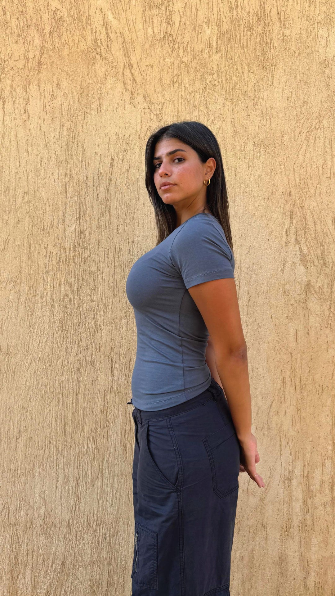 Short Sleeve Contour Top - Grey